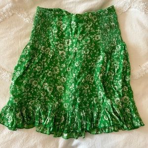 Green and White Free People Mini Skirt